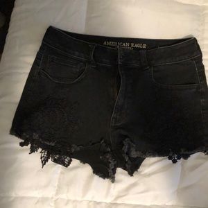 American Eagle black denim shorts